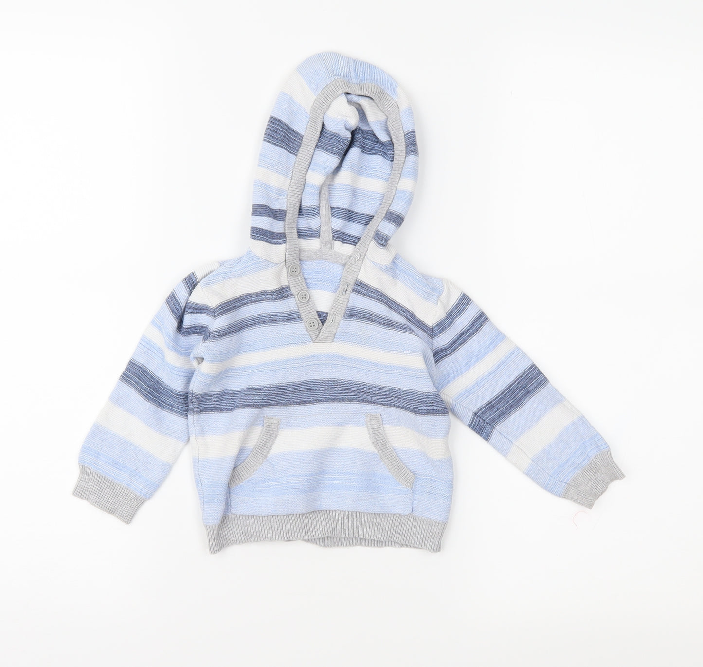 George Boys Blue Striped Knit Pullover Jumper Size 9-12 Months