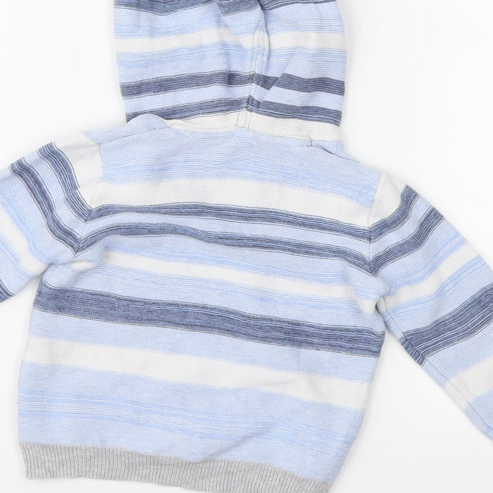 George Boys Blue Striped Knit Pullover Jumper Size 9-12 Months