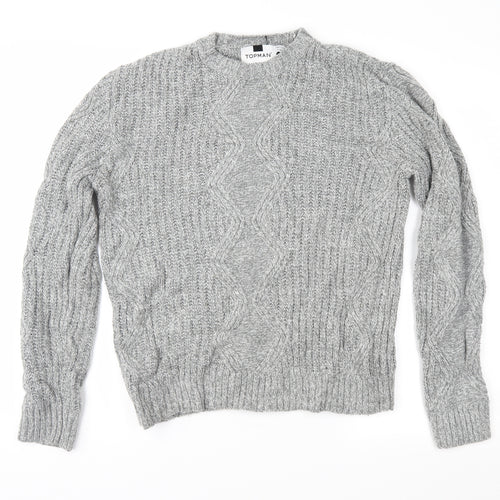 Topman Mens Grey  Knit Pullover Jumper Size S