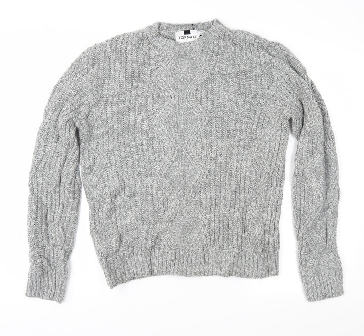 Topman Mens Grey Knit Pullover Jumper Size S