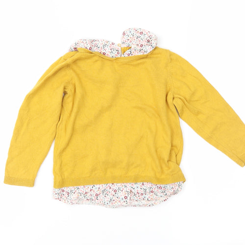 H&M Girls Yellow Floral Knit Pullover Jumper Size 3 Years