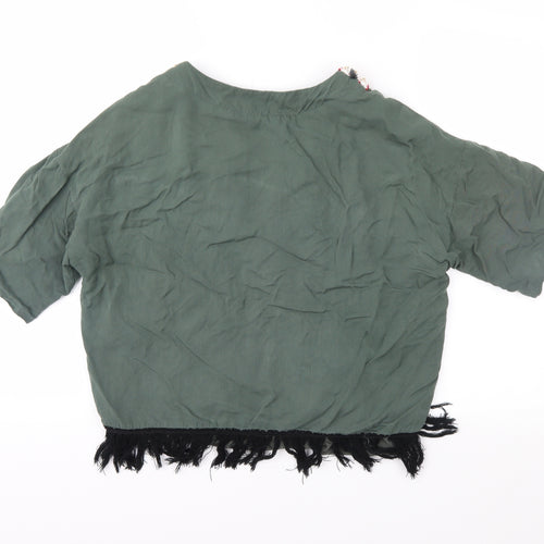 Cherry Womens Green Geometric  Basic Blouse Size 12