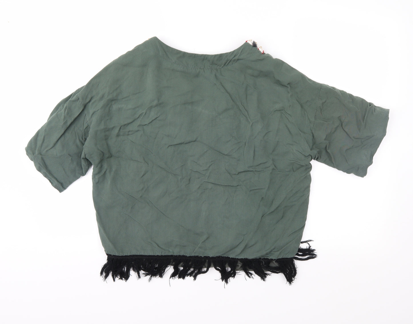 Cherry Womens Green Geometric  Basic Blouse Size 12