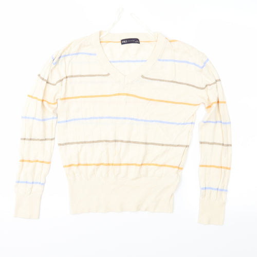 Marks and Spencer Womens Beige Striped Knit Pullover Jumper Size S