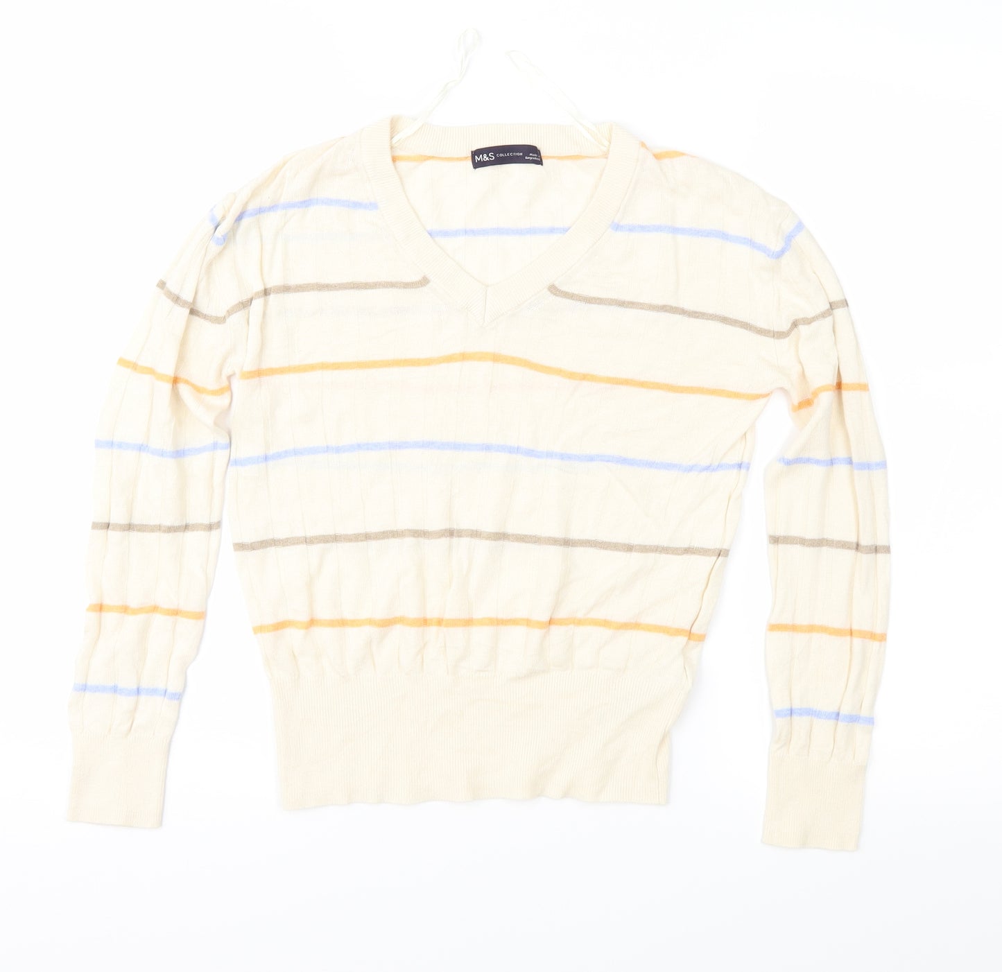 Marks and Spencer Womens Beige Striped Knit Pullover Jumper Size S