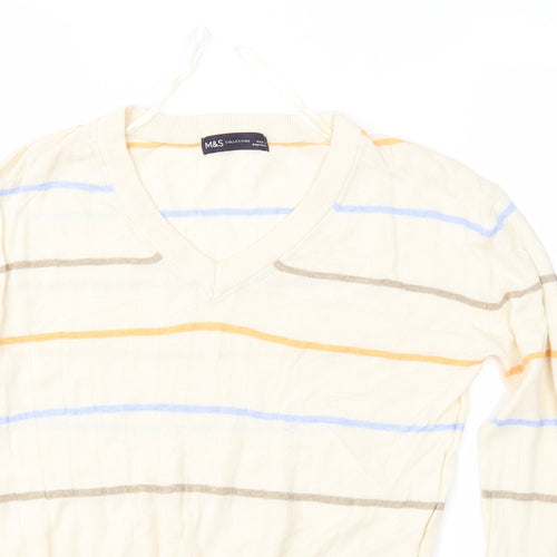 Marks and Spencer Womens Beige Striped Knit Pullover Jumper Size S