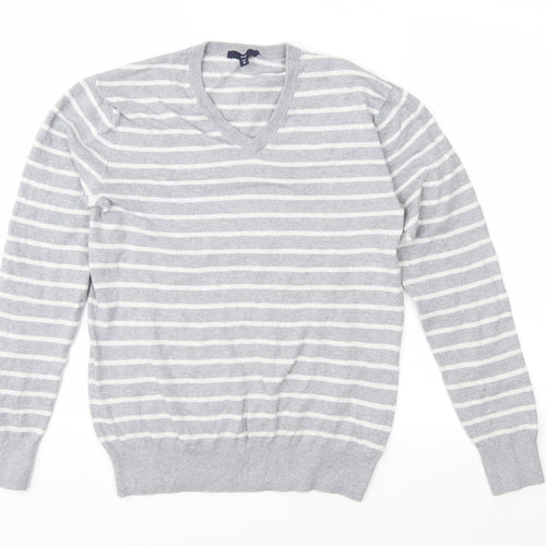Gap Mens Grey Striped Knit Pullover Jumper Size XS