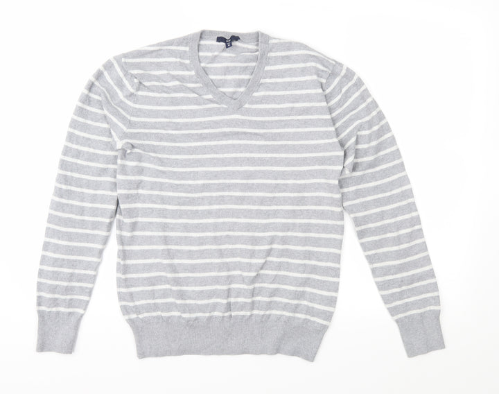 Gap Mens Grey Striped Knit Pullover Jumper Size XS
