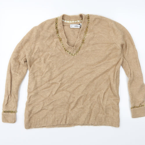 Zara Womens Brown  Knit Pullover Jumper Size S