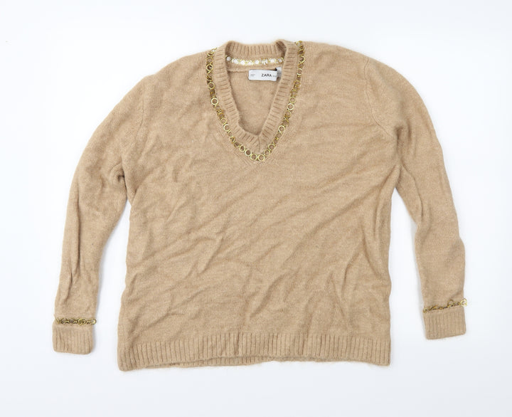 Zara Womens Brown  Knit Pullover Jumper Size S