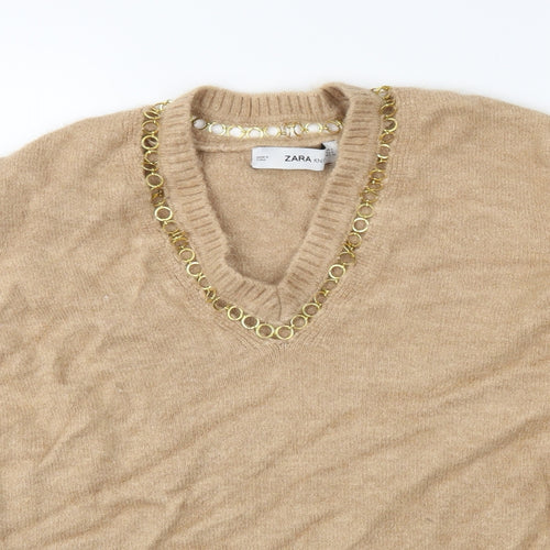 Zara Womens Brown  Knit Pullover Jumper Size S