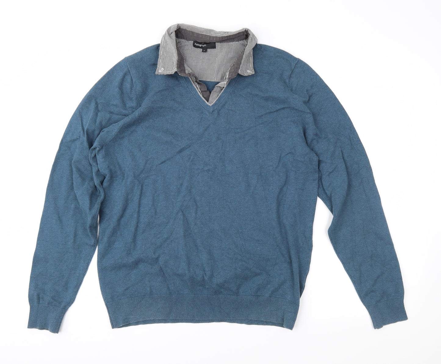Autograph Mens Blue  Knit Pullover Jumper Size M
