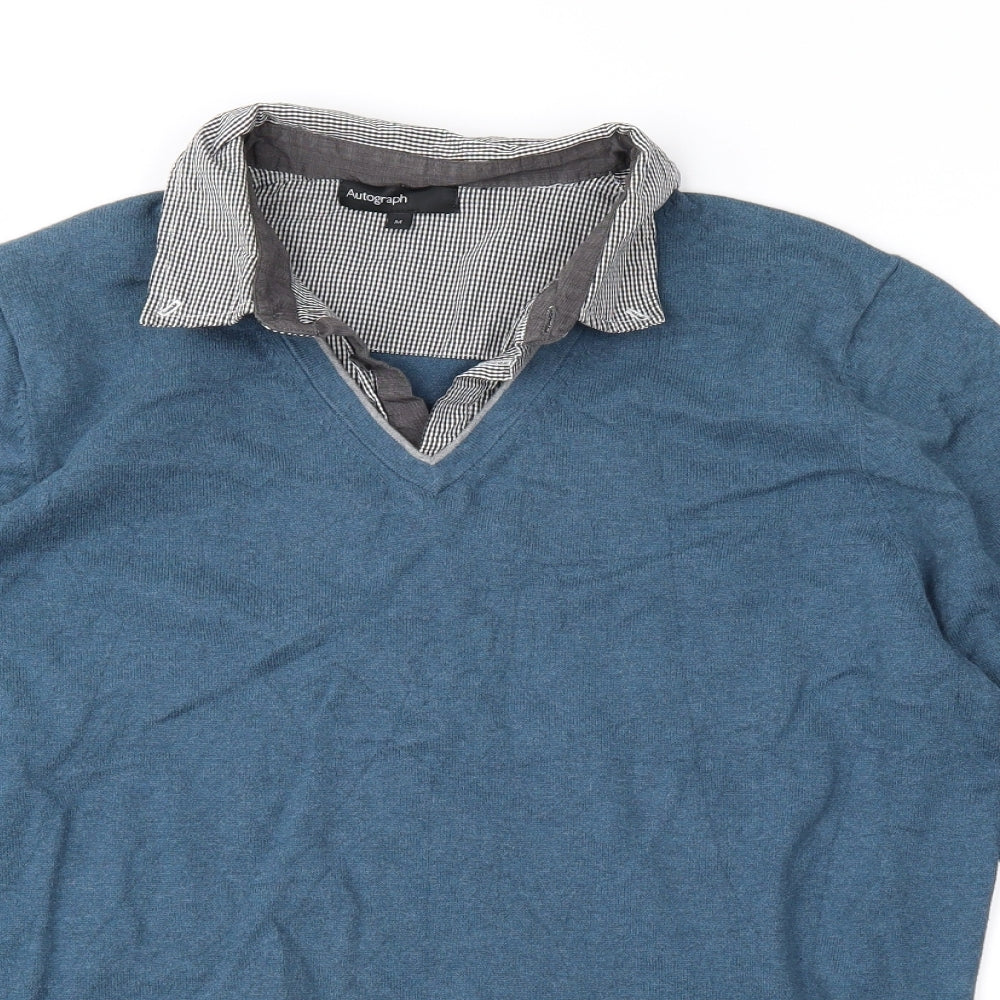 Autograph Mens Blue  Knit Pullover Jumper Size M