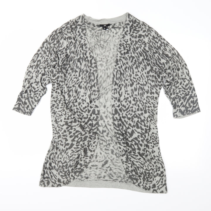 H&M Womens Grey Animal Print Knit Cardigan Jumper Size S