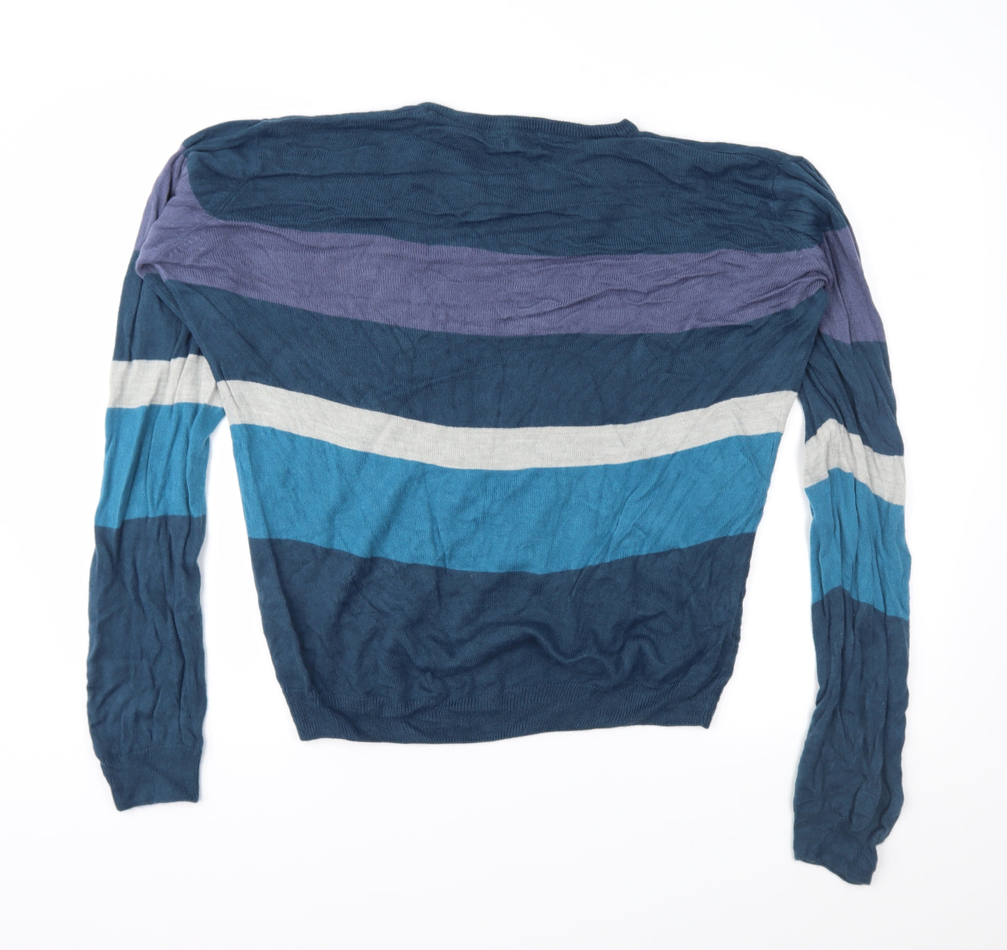 Bling Mens Blue Striped Knit Pullover Jumper Size L
