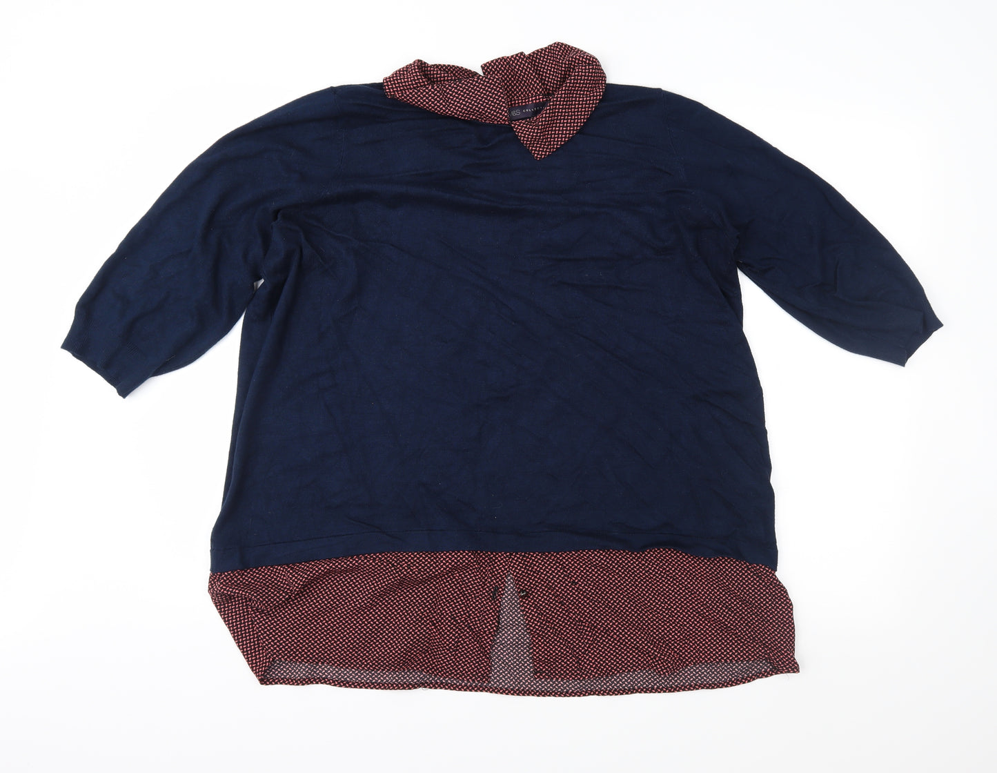 Marks and Spencer Womens Blue Geometric Knit Pullover Jumper Size 22