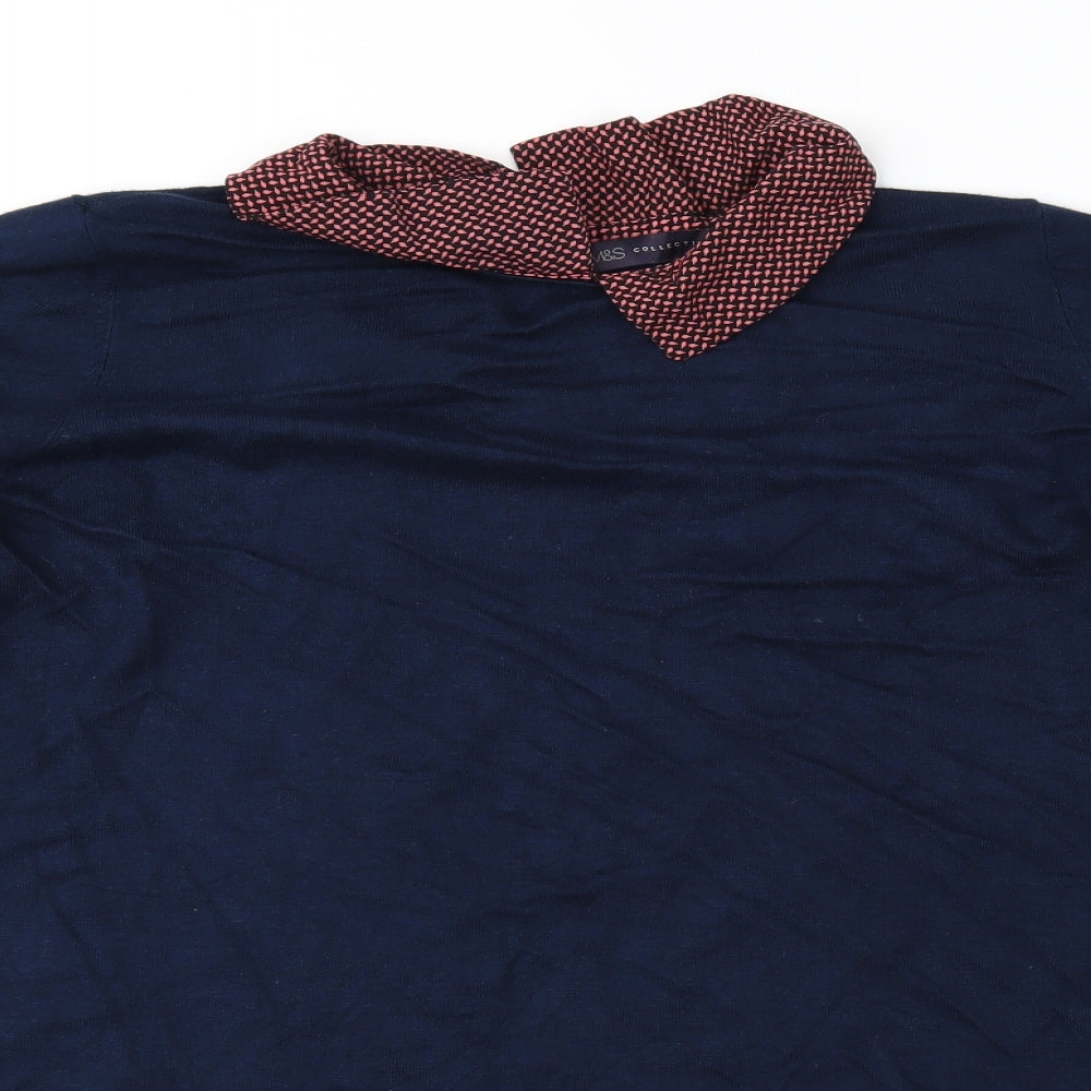 Marks and Spencer Womens Blue Geometric Knit Pullover Jumper Size 22