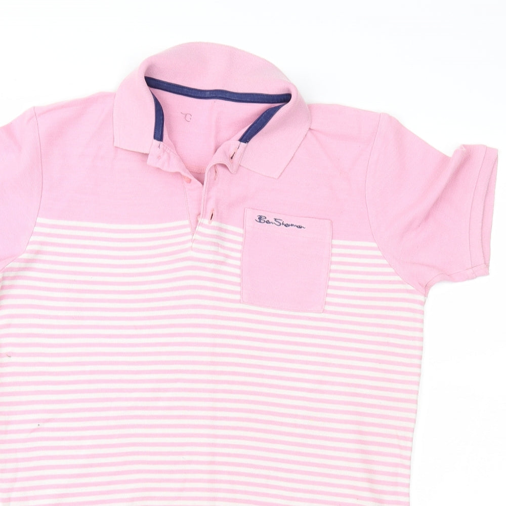 Ben Sherman Boys Pink Striped  Basic Polo Size 14-15 Years