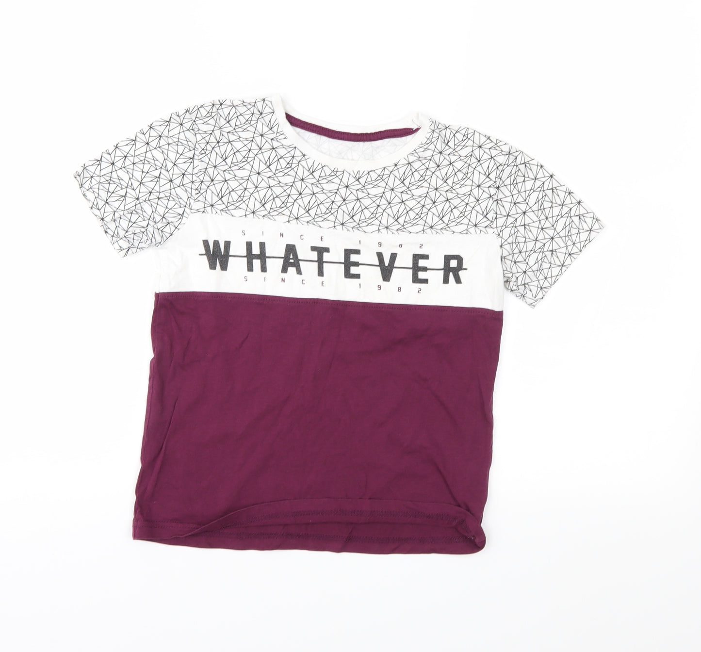 George Boys Purple Geometric  Basic T-Shirt Size 7-8 Years