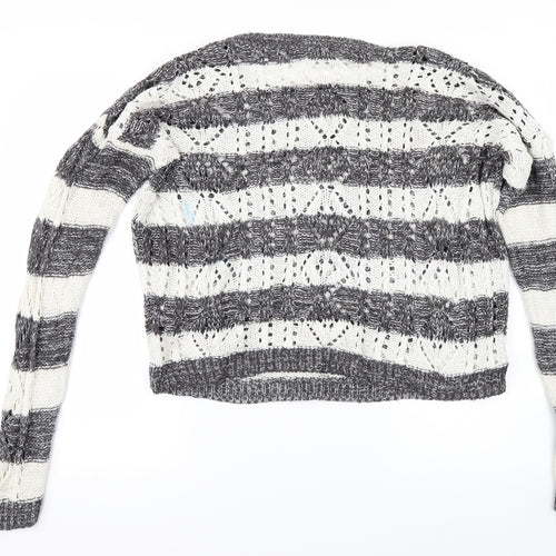 New Look Womens Grey Striped  Pullover Jumper Size 12