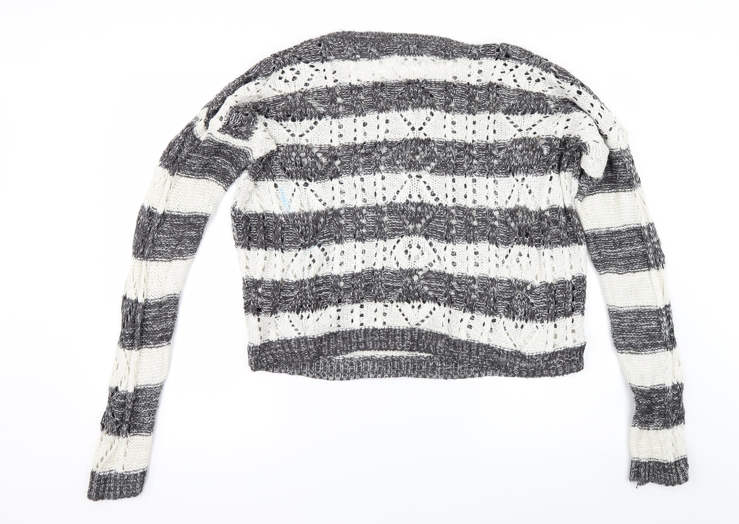 New Look Womens Grey Striped  Pullover Jumper Size 12