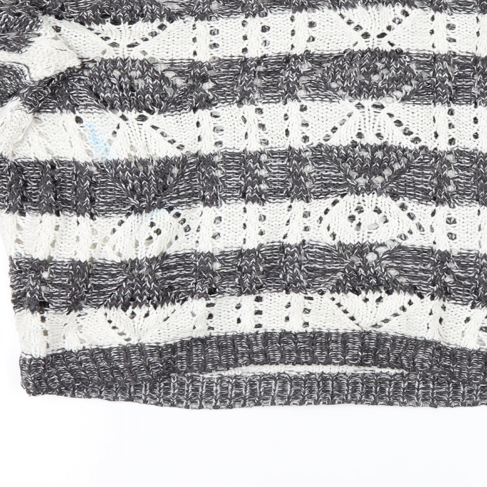 New Look Womens Grey Striped  Pullover Jumper Size 12