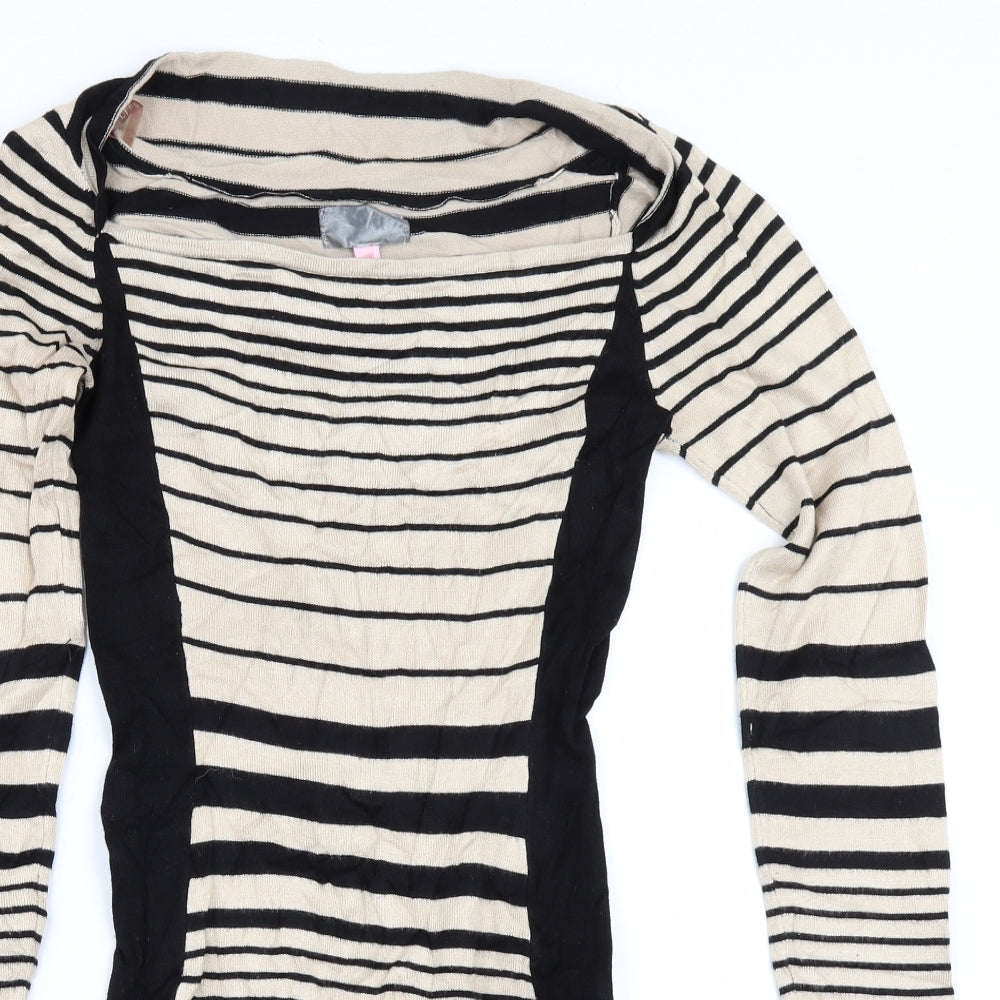Lipsy Womens Beige Striped  Kaftan  Size 12
