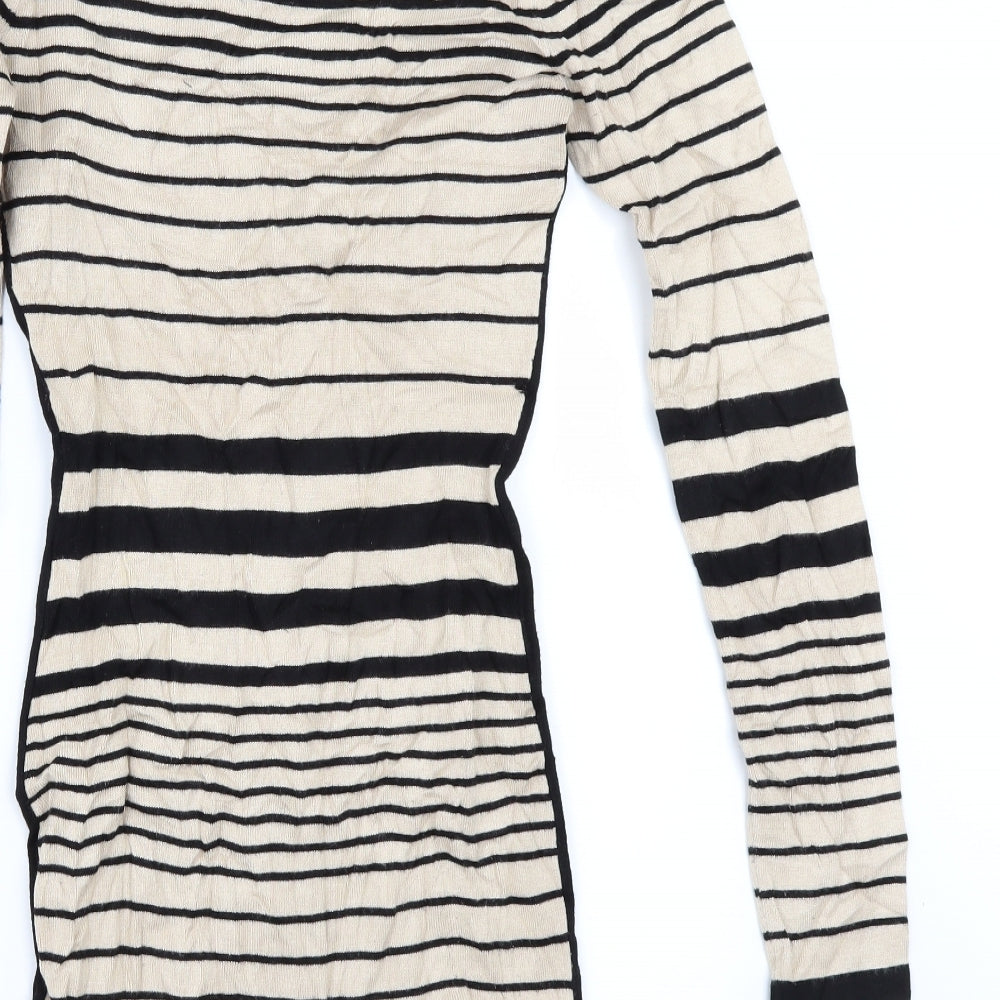Lipsy Womens Beige Striped  Kaftan  Size 12