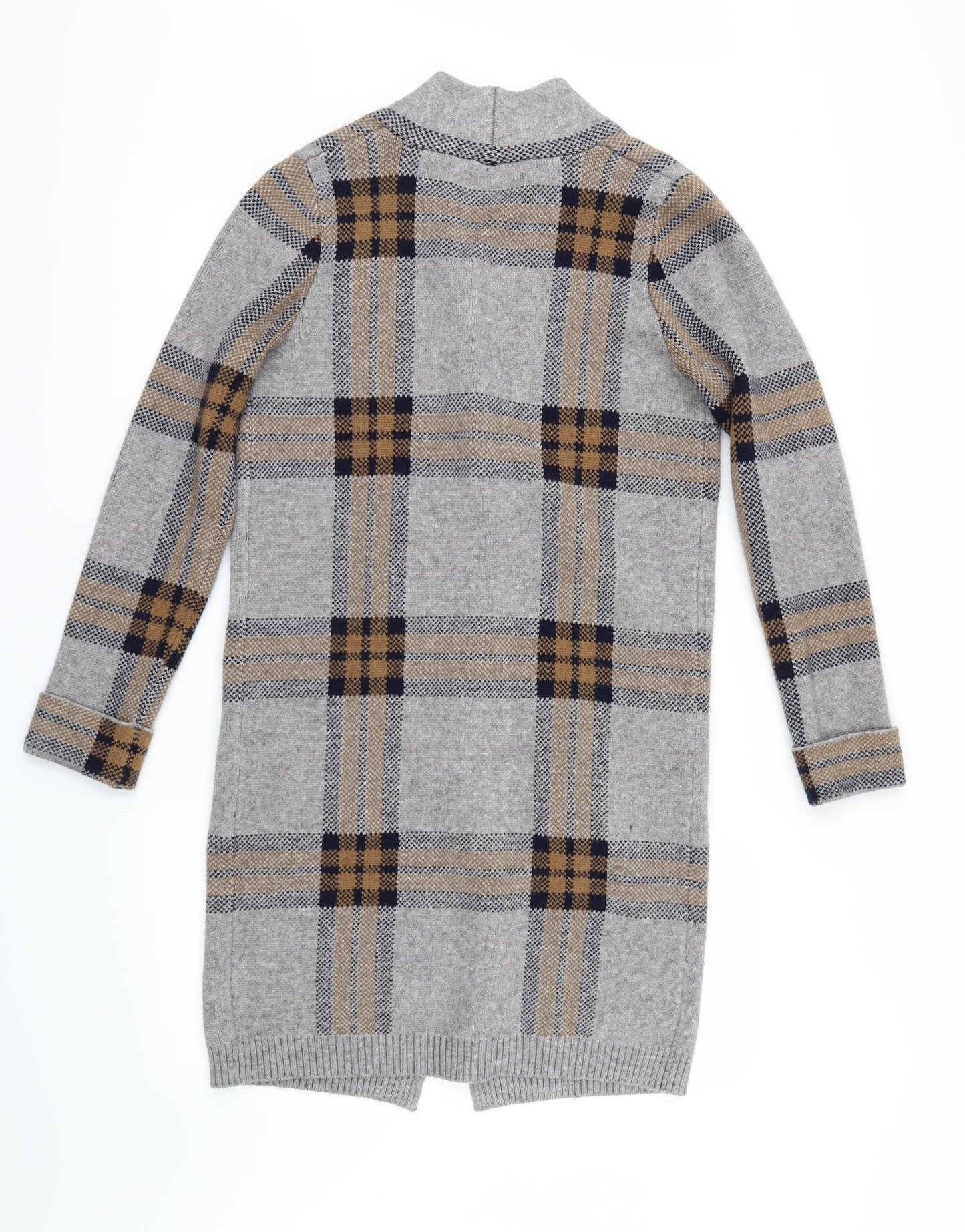Papaya Womens Grey Check  Cardigan Jumper Size S