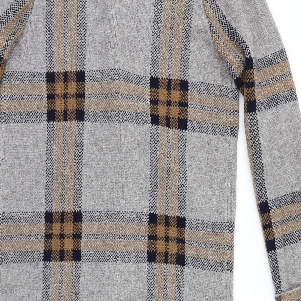 Papaya Womens Grey Check  Cardigan Jumper Size S