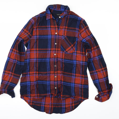 New Look Womens Blue Check  Basic Blouse Size 6