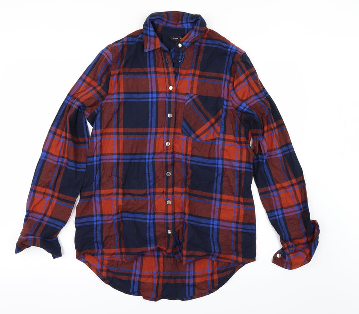 New Look Womens Blue Check  Basic Blouse Size 6