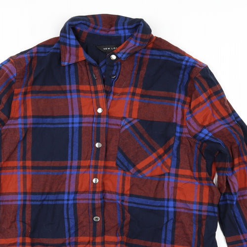 New Look Womens Blue Check  Basic Blouse Size 6