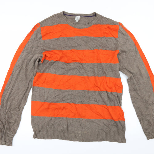 Tristan Mens Brown Striped  Pullover Jumper Size L