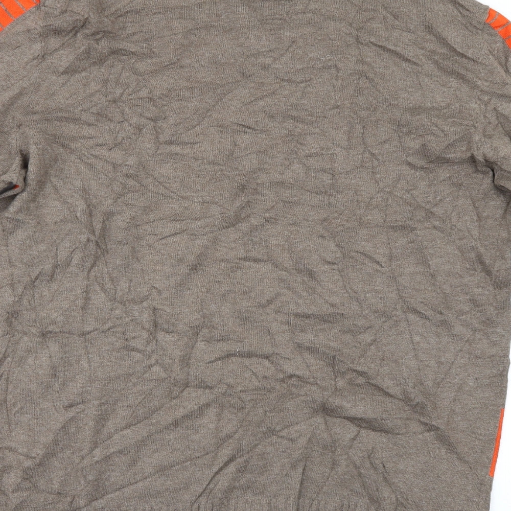 Tristan Mens Brown Striped  Pullover Jumper Size L
