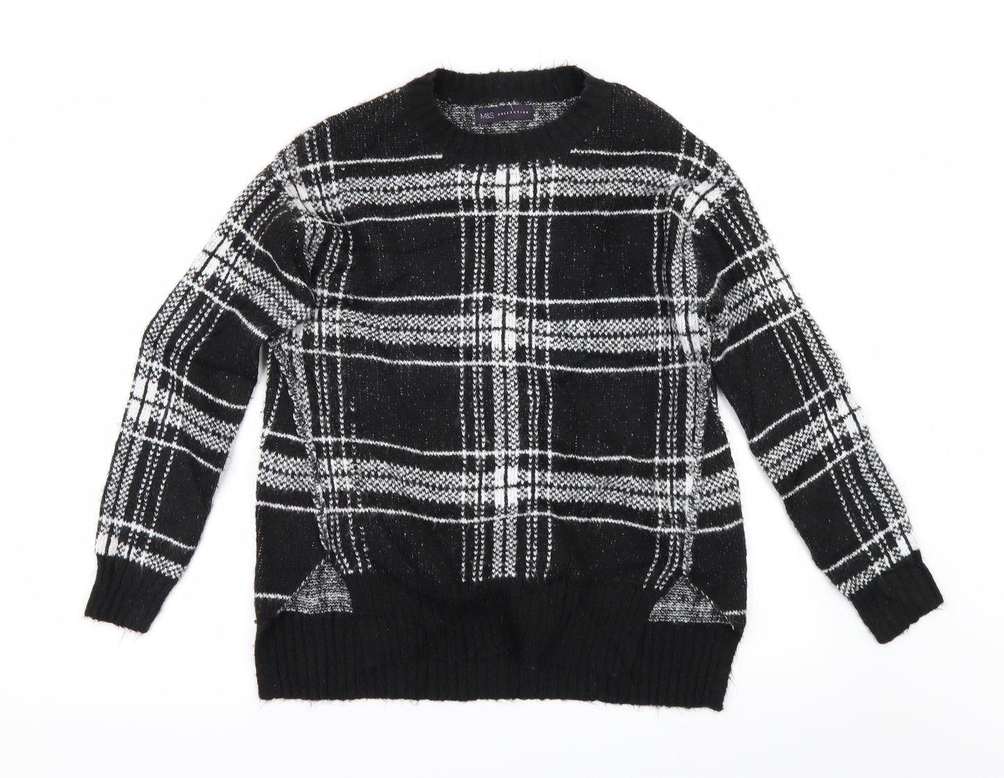 Marks and Spencer Womens Black Check  Pullover Jumper Size S