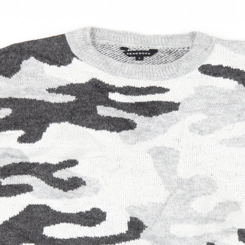 Peacocks Womens Grey Animal Print  Pullover Jumper Size L
