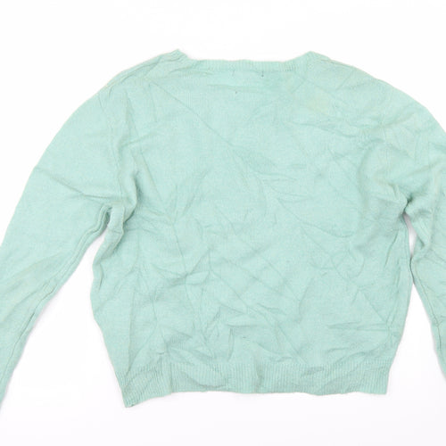 New Look Womens Green   Pullover Jumper Size 8  - rhinestone