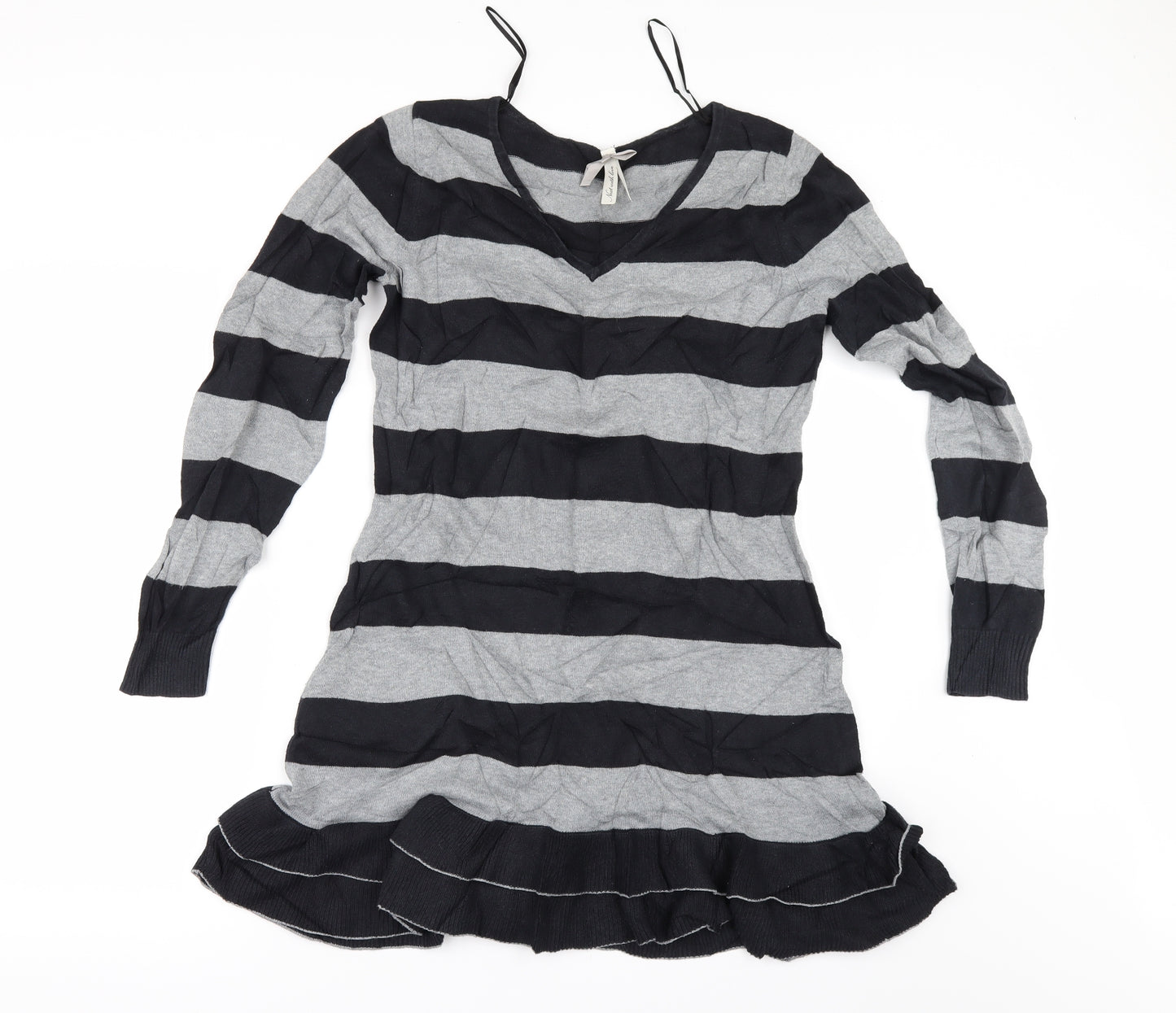 NEXT Womens Grey Striped  Pullover Jumper Size 4  - Flared Bottom