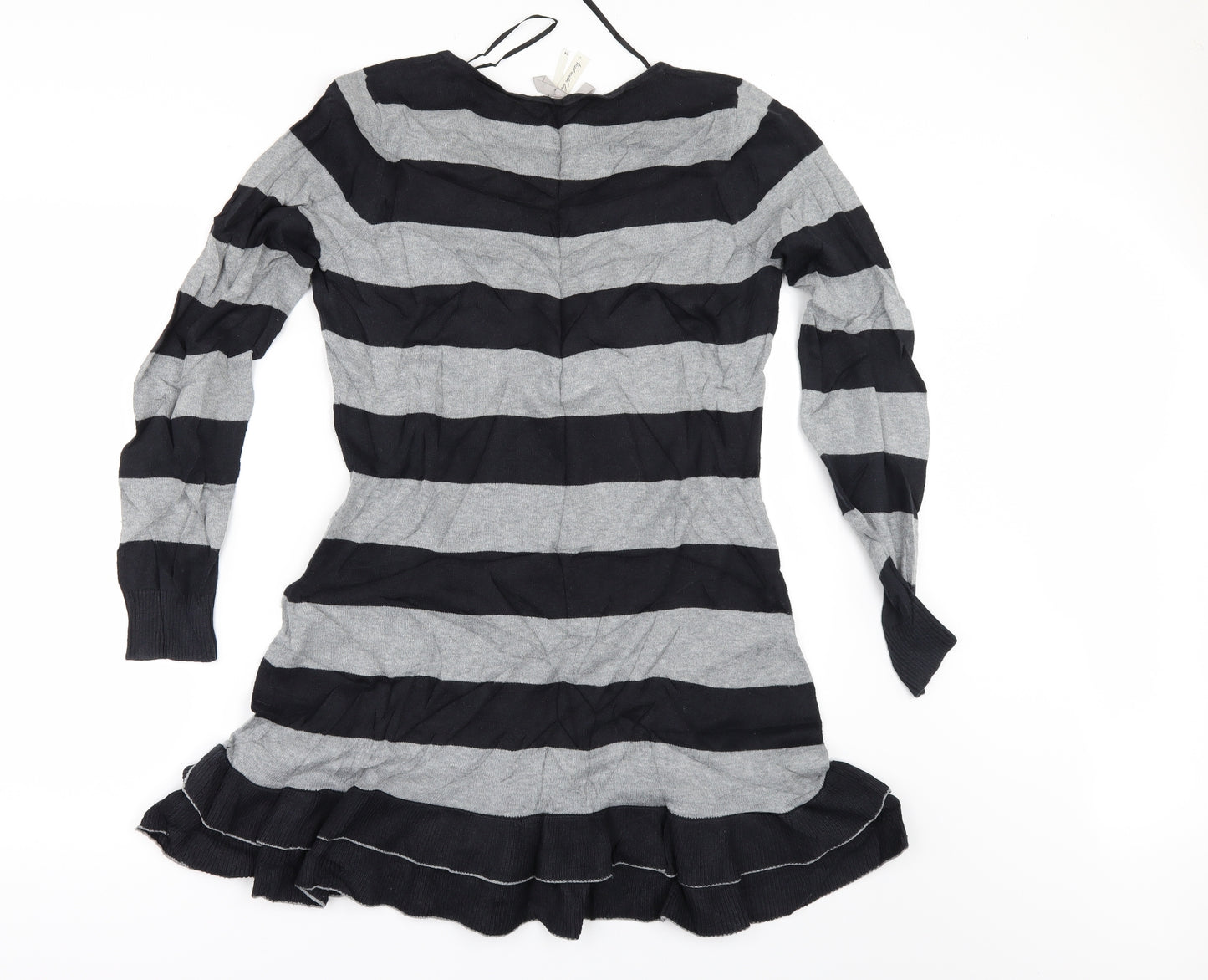 NEXT Womens Grey Striped  Pullover Jumper Size 4  - Flared Bottom