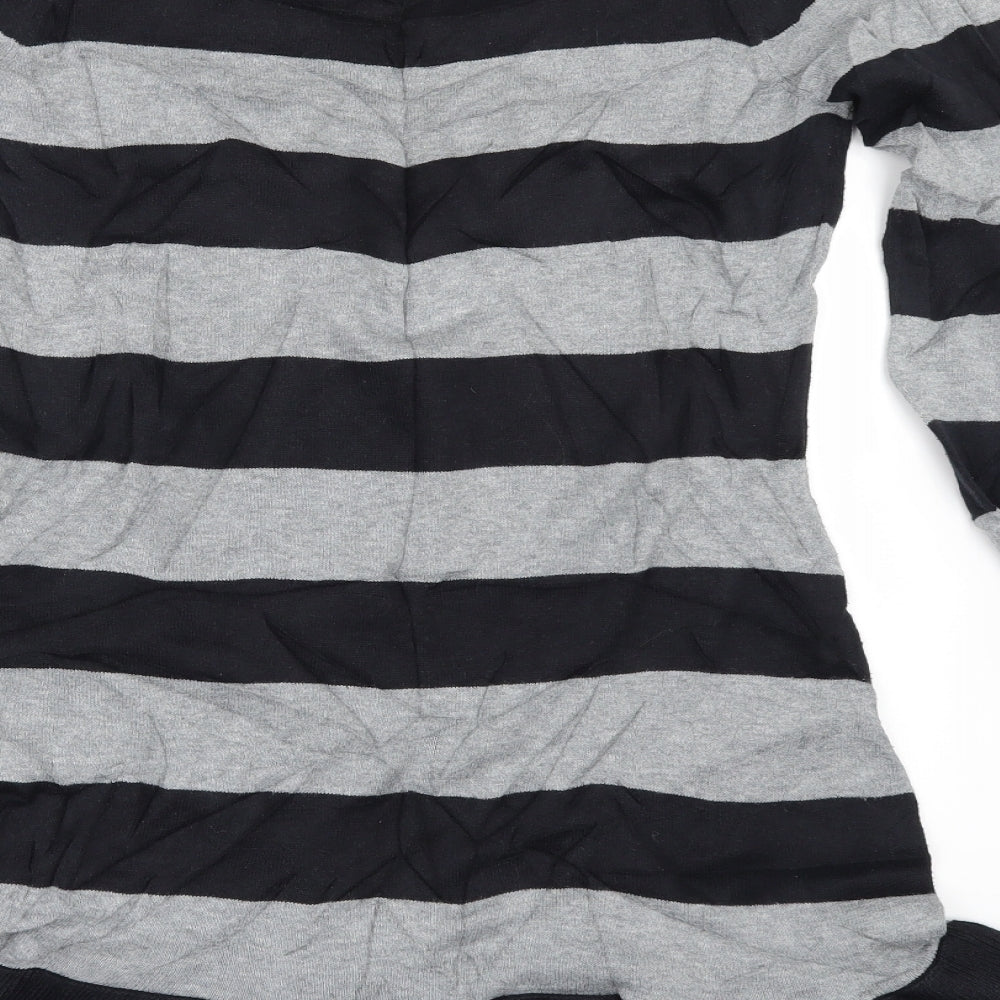 NEXT Womens Grey Striped  Pullover Jumper Size 4  - Flared Bottom