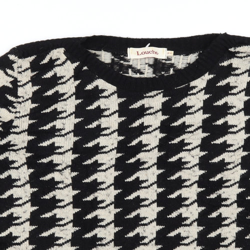 Louche Womens Black Check  Pullover Jumper Size 10