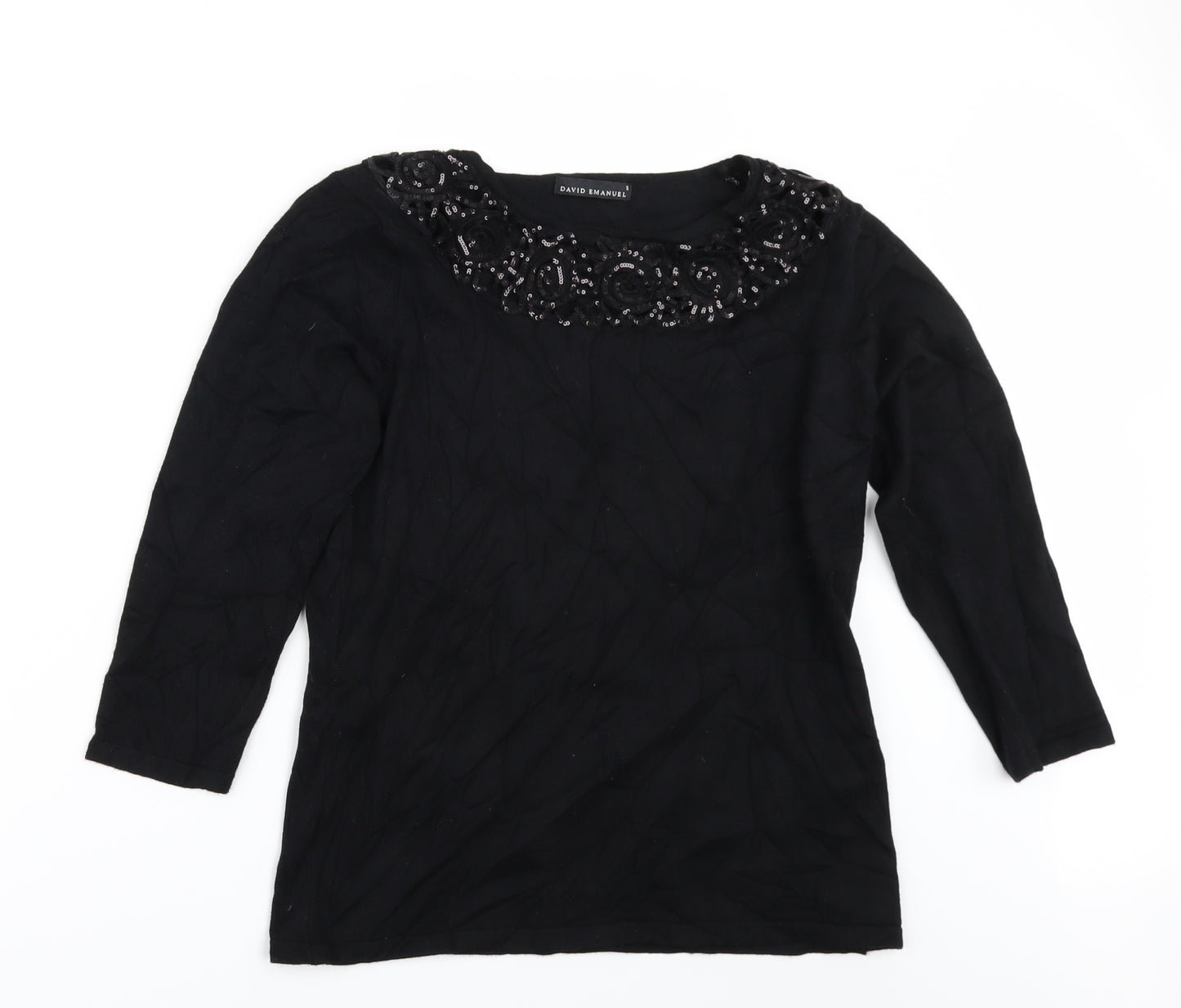 David Emanuel Womens Black   Pullover Jumper Size S  - sequin