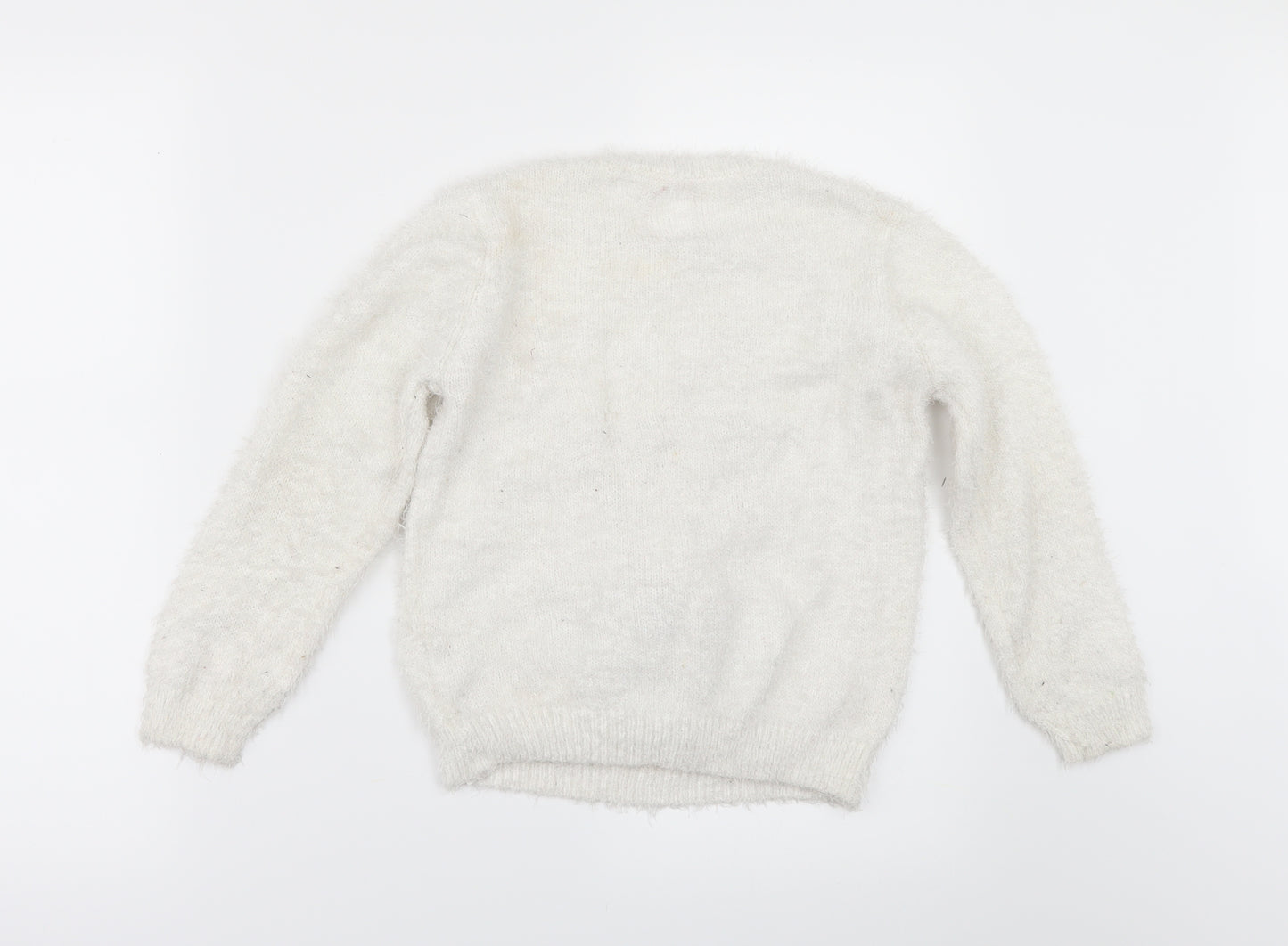 F&F Girls White   Pullover Jumper Size 6-7 Years  - CHRISTMAS