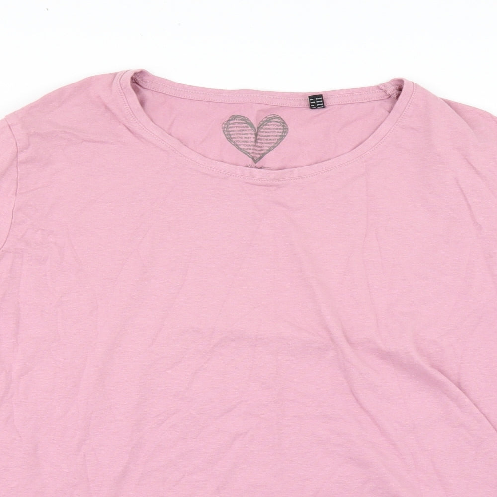 Ulla Popken Womens Pink   Basic T-Shirt Size 26