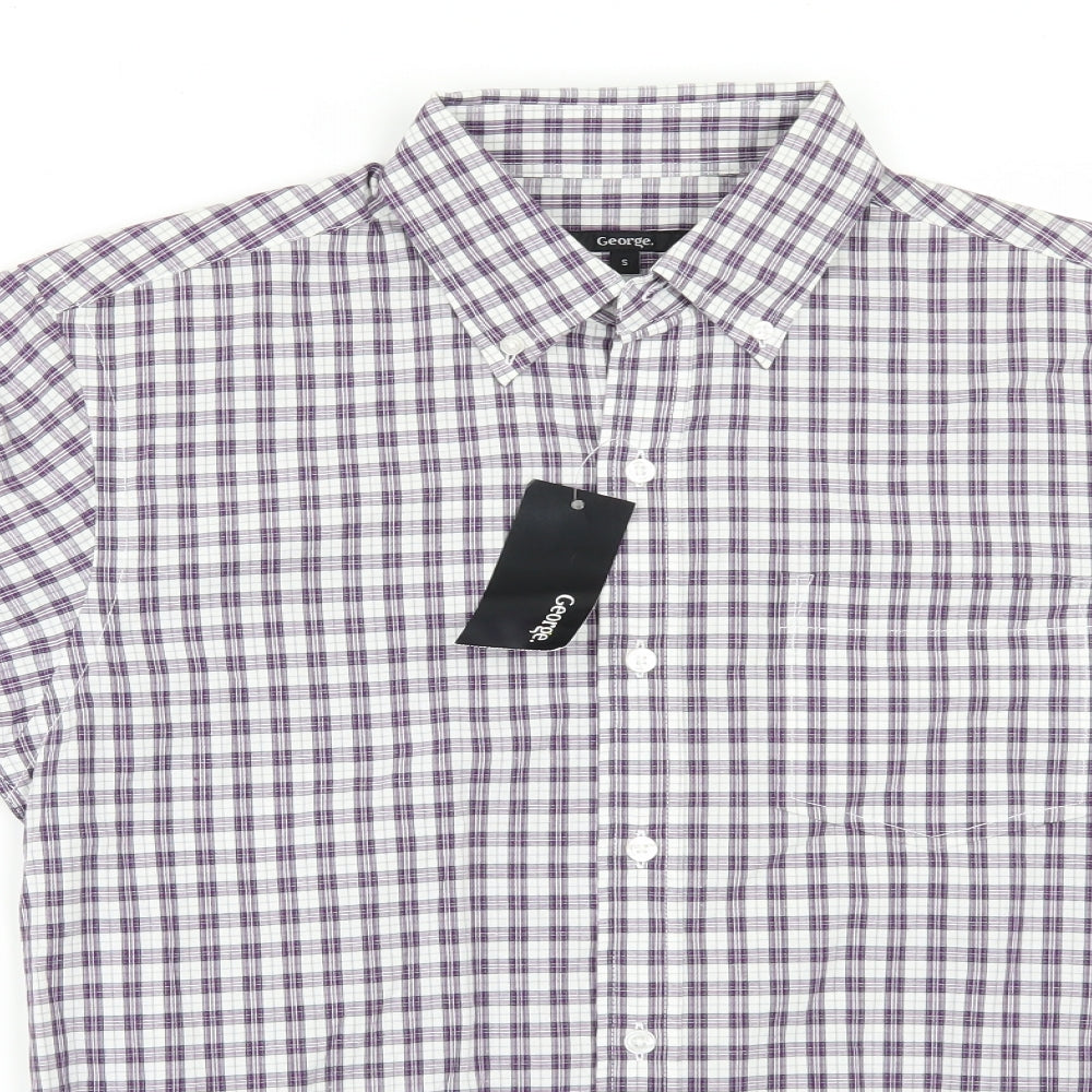 George Mens Purple Check   Button-Up Size 20