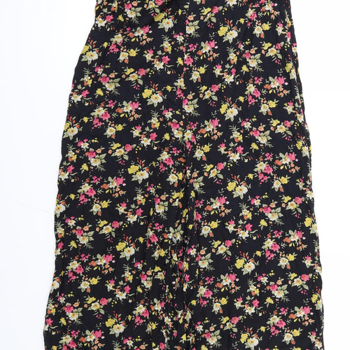Glamorous Womens Black Floral  Jumpsuit One-Piece Size 14