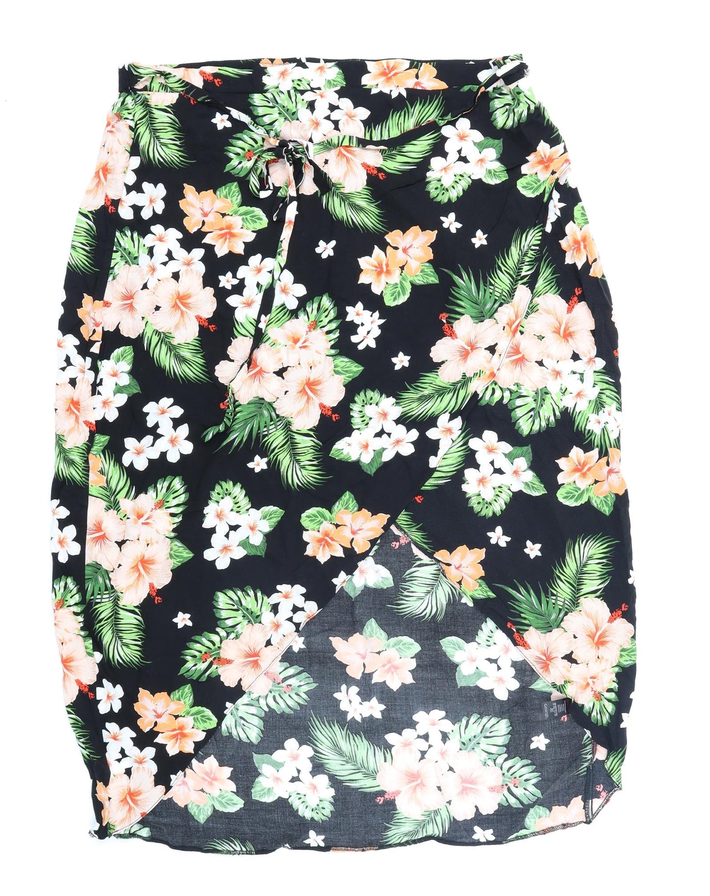 George Womens Black Floral  Wrap Skirt Size 20