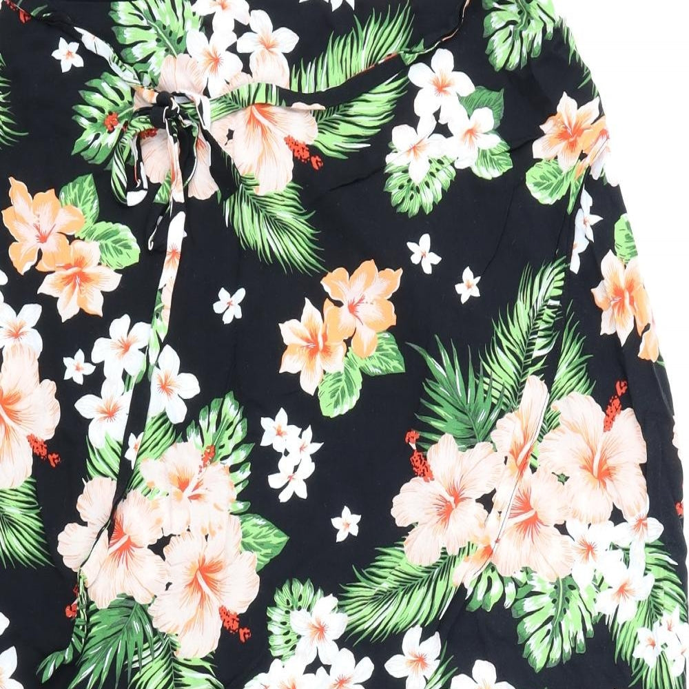 George Womens Black Floral  Wrap Skirt Size 20