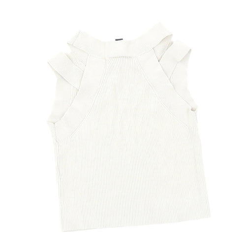Topshop Womens Beige   Cropped Tank Size 6  - Cold Shoulder